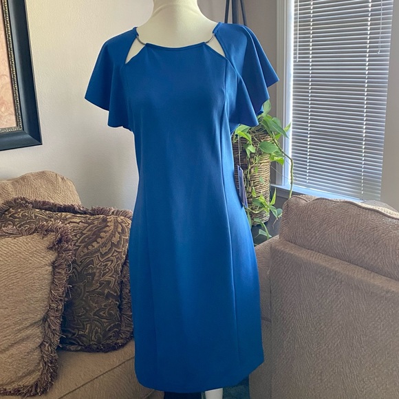 🆕 Ivanka Trump Scuba Crepe Dress w/Ruffle Sleeves - Picture 5 of 6